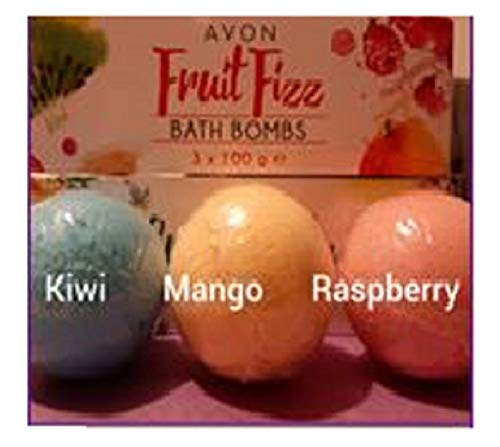 Avon Bath Bombs Fruit Fizz 3 x 100g Raspberry Mango and Kiwi