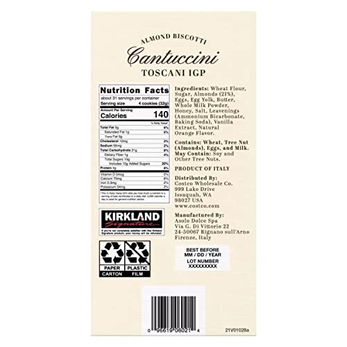 Kirkland Signature Almond Biscotti Cantuccini Toscani IGP Italy Biscuit Pack, Coffee