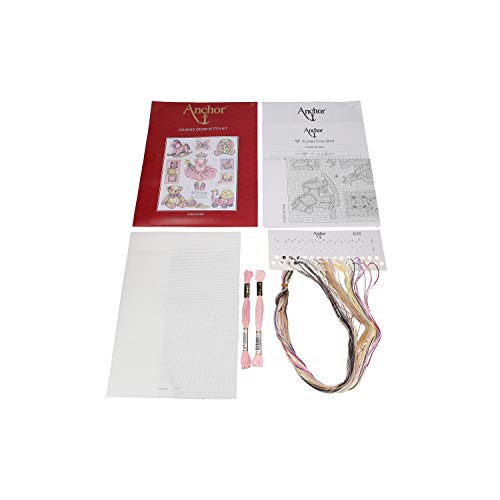 Anchor ACS38 Counted Cross Stitch Kit: Birth Record: Girl, Multi-Colour, 20 x 24cm