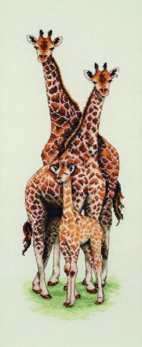 Anchor PCE740 Cross Stitch Kit: Giraffe Family, Multi, 14 x 47cm