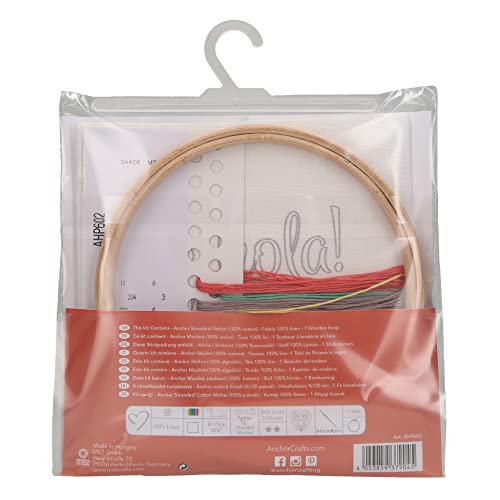 Anchor Embroidery Hoop Kit, Hello, (diam) 13cm