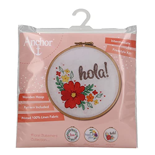 Anchor Embroidery Hoop Kit, Hello, (diam) 13cm