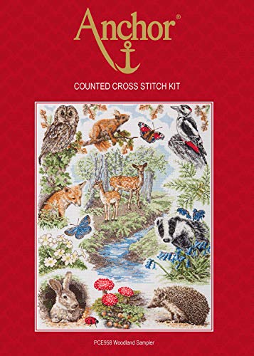 Anchor Counted Cross Stitch Kit: Essentials: Woodland Sampler, Multi-Colour, 40 x 30cm