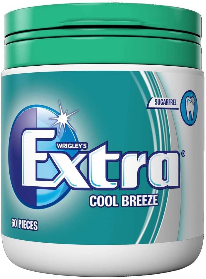 Wrigley's Extra Chewing Gum Bottle Sugar Free, Cool Breeze Flavour, 60 Pieces