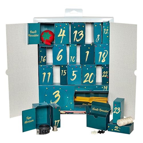 Hemline Filled Advent Calendar - 24 Sewing & Craft Gifts - Christmas Countdown - Novelty Present for Crafters