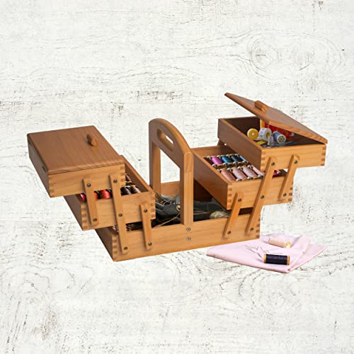 Hobby Gift Wooden Cantilever Sewing Crafting Hobby Storage Box