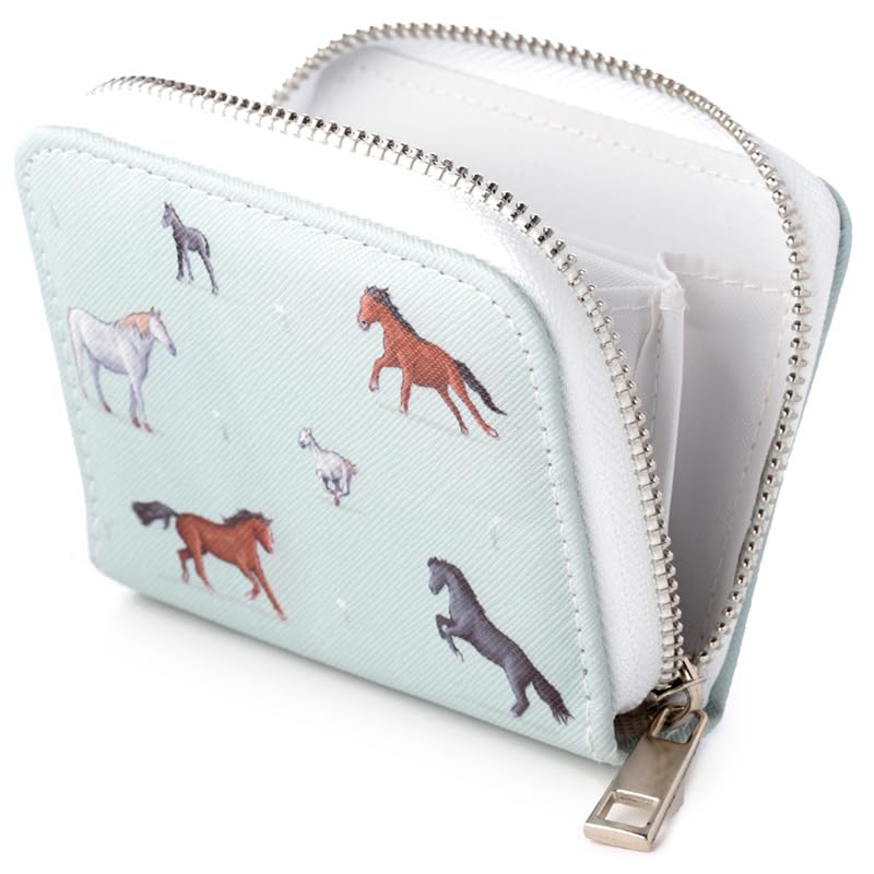 Puckator Willow Farm Horses Zip Around Small Wallet Purse - Ladies Women's Womens Slim Purses Wallets Wallet for Women - Coin Pouch Purse Men - Card Holder with Zip - Small Cash Wallet Bag Bags UK