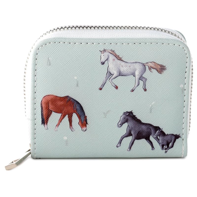 Puckator Willow Farm Horses Zip Around Small Wallet Purse - Ladies Women's Womens Slim Purses Wallets Wallet for Women - Coin Pouch Purse Men - Card Holder with Zip - Small Cash Wallet Bag Bags UK