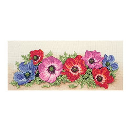 Anchor Cross Stitch Kit: Spray of Anemones, Multi, 18 x 47cm