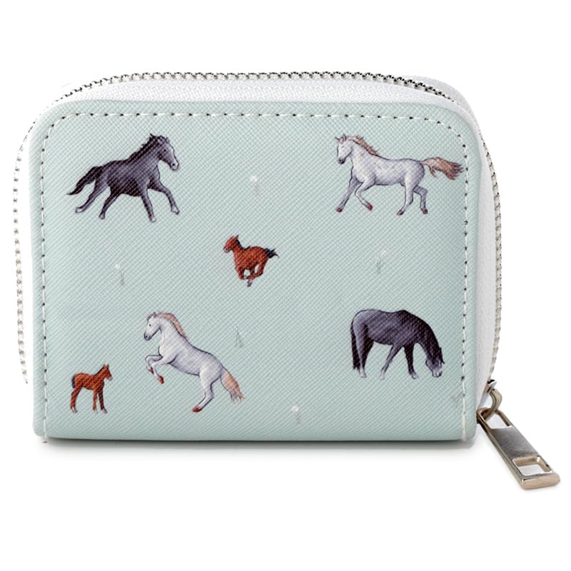 Puckator Willow Farm Horses Zip Around Small Wallet Purse - Ladies Women's Womens Slim Purses Wallets Wallet for Women - Coin Pouch Purse Men - Card Holder with Zip - Small Cash Wallet Bag Bags UK