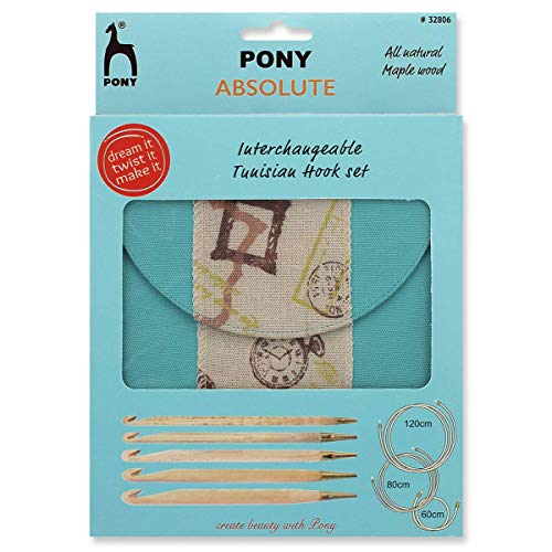 Pony Crochet Hook Set, Maple,Brass, Blue, 15cm