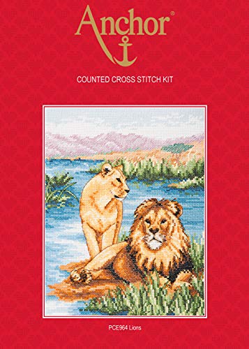 Anchor Counted Cross Stitch Kit: Essentials: Lions, Multi, 23 x 18cm