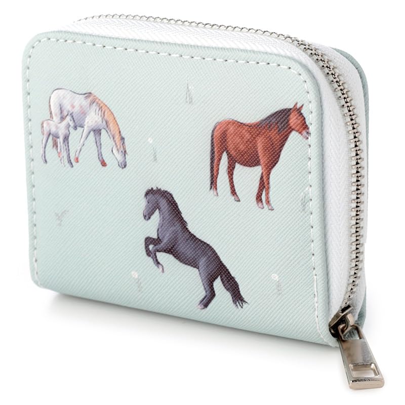 Puckator Willow Farm Horses Zip Around Small Wallet Purse - Ladies Women's Womens Slim Purses Wallets Wallet for Women - Coin Pouch Purse Men - Card Holder with Zip - Small Cash Wallet Bag Bags UK