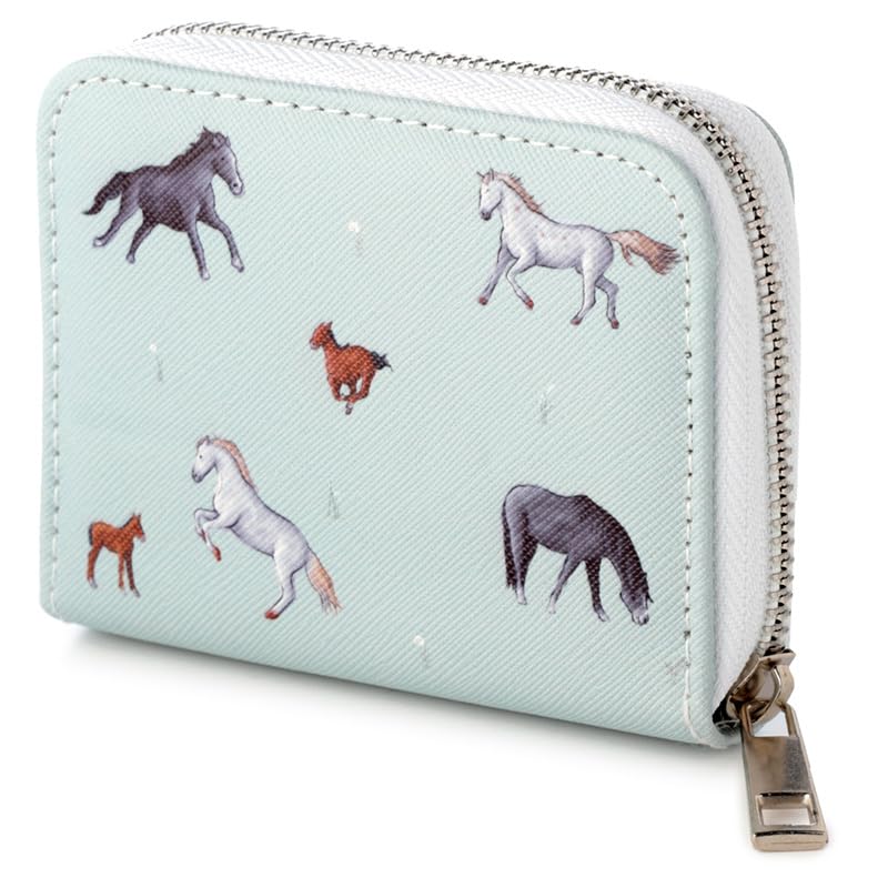 Puckator Willow Farm Horses Zip Around Small Wallet Purse - Ladies Women's Womens Slim Purses Wallets Wallet for Women - Coin Pouch Purse Men - Card Holder with Zip - Small Cash Wallet Bag Bags UK