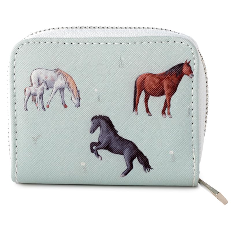 Puckator Willow Farm Horses Zip Around Small Wallet Purse - Ladies Women's Womens Slim Purses Wallets Wallet for Women - Coin Pouch Purse Men - Card Holder with Zip - Small Cash Wallet Bag Bags UK