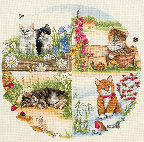 Anchor Cross Stitch-Cats & Seasons, Multi-Colour, 30 x 30cm