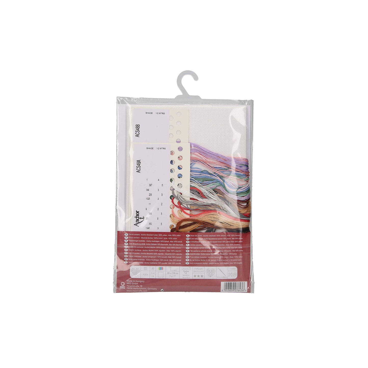 Anchor Counted Cross Stitch Kit: Essentials: Teddy Birth Sampler, Multi, 18 x 18cm