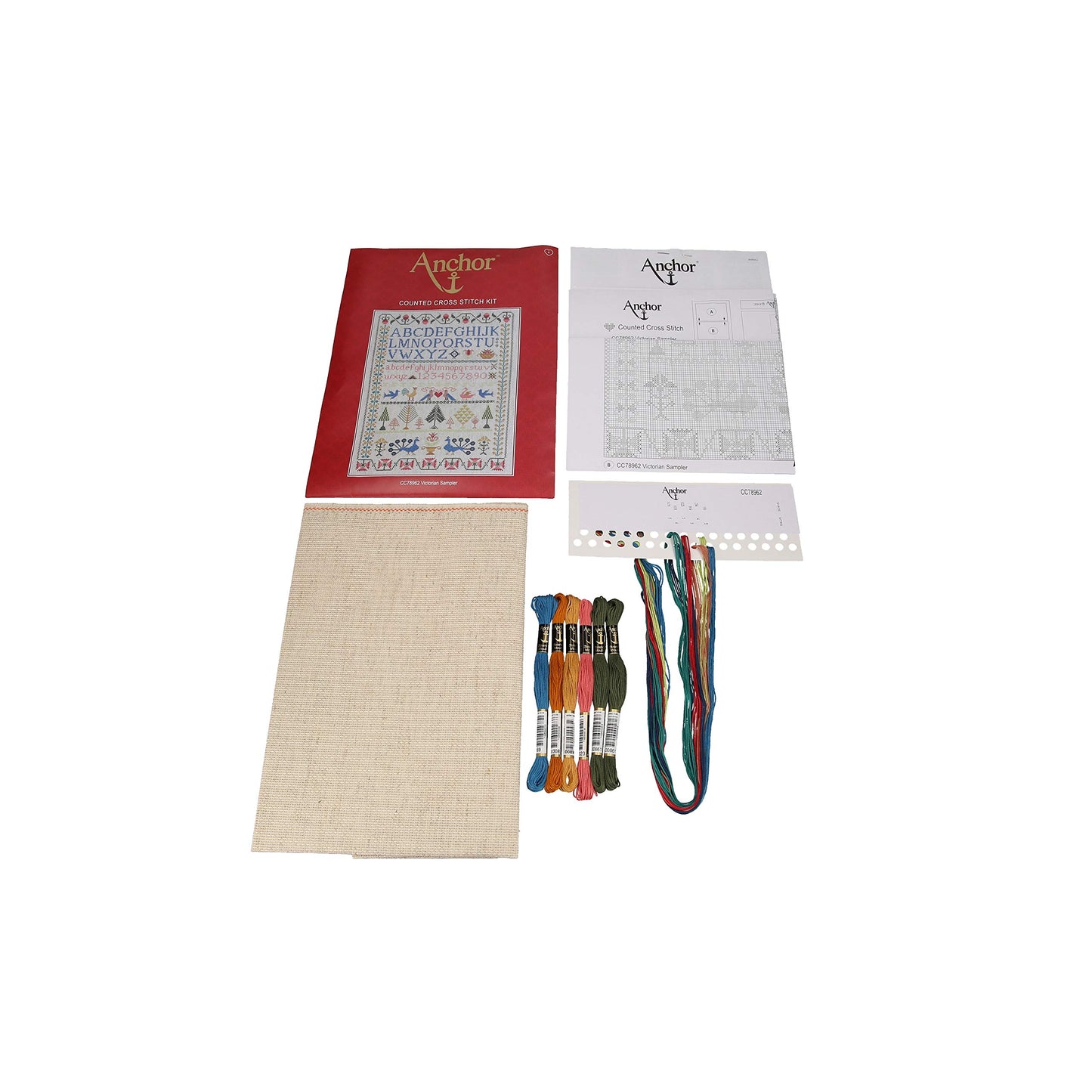 Anchor CC78962 Cross Stitch Kit: Victorian Sampler, Multi-Colour, 34.5 x 44.5cm