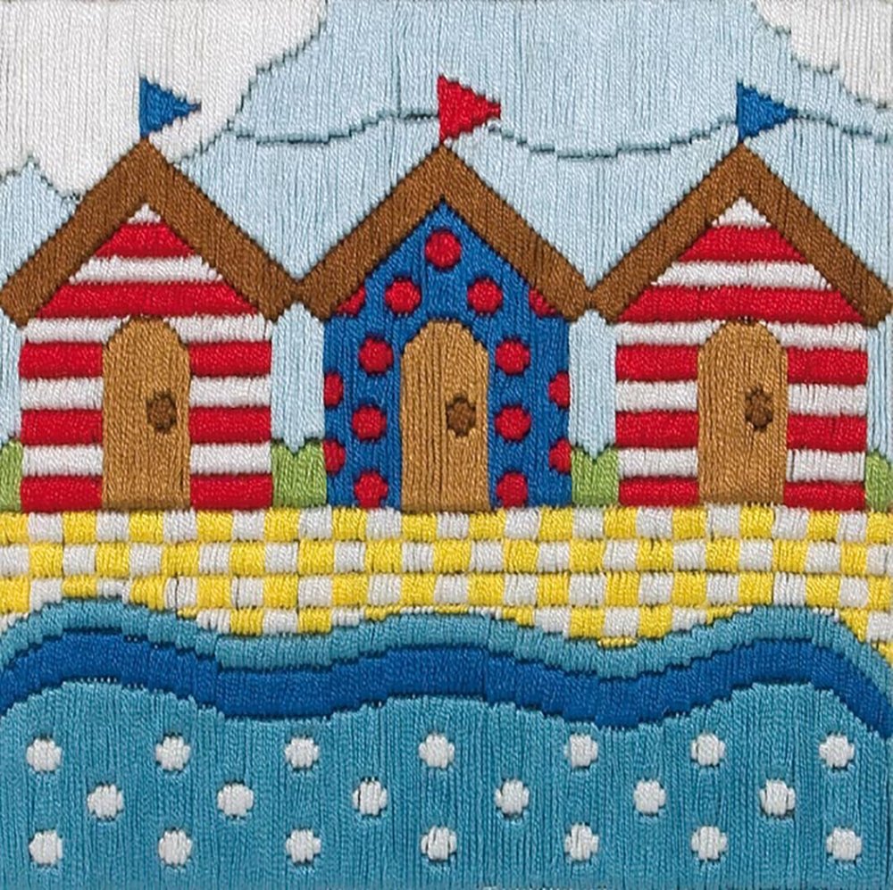 Anchor AL213 Long Stitch Beach Huts, Assorted, 15 x 15cm