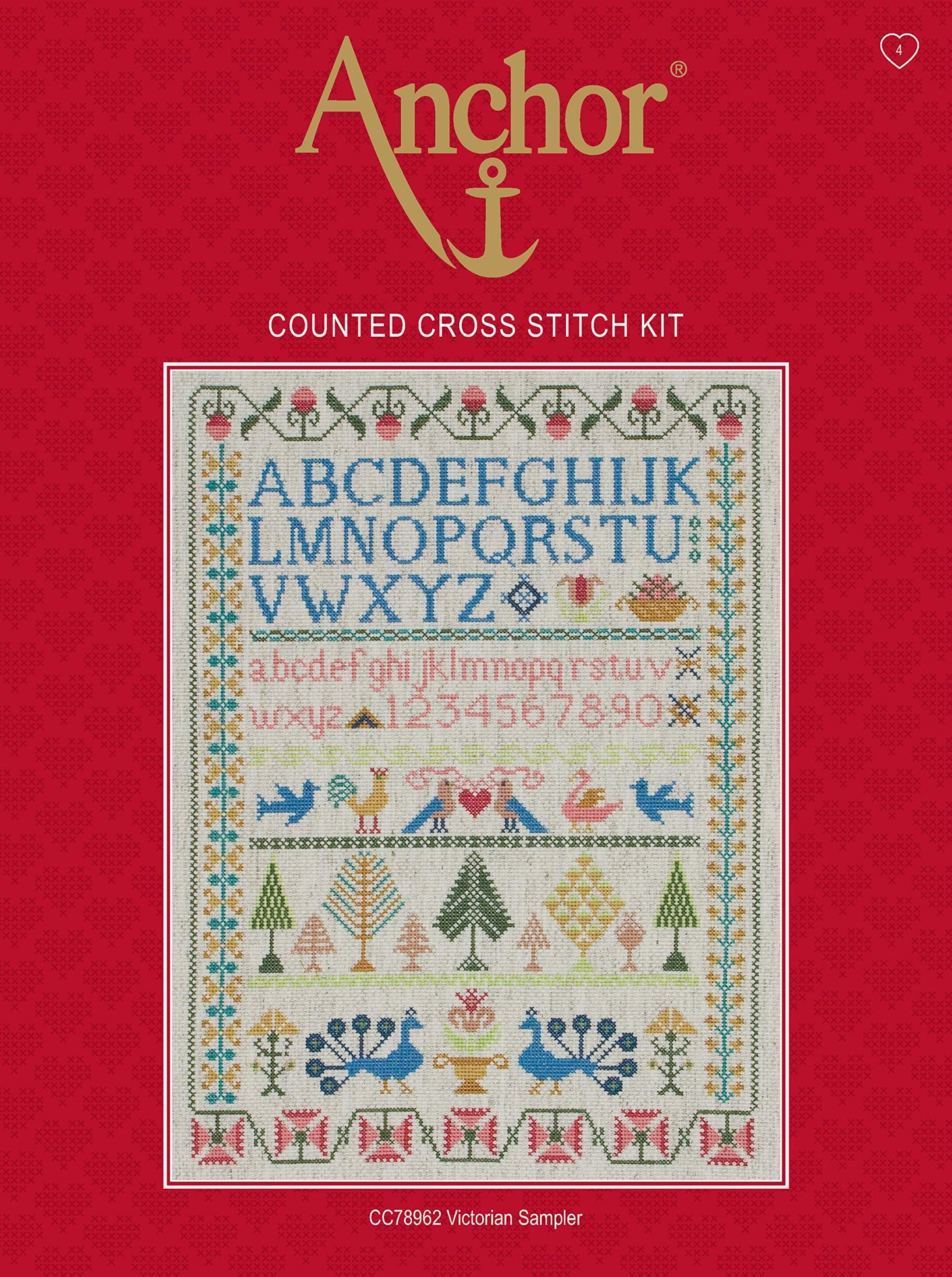Anchor CC78962 Cross Stitch Kit: Victorian Sampler, Multi-Colour, 34.5 x 44.5cm