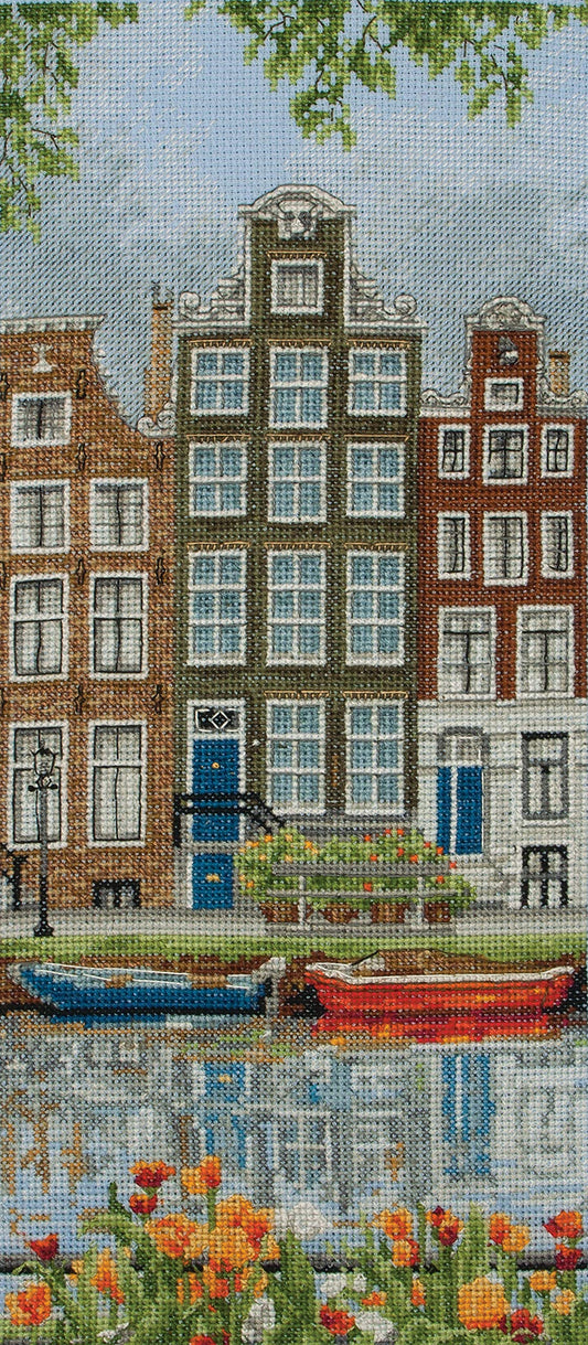 ANCHOR PCE0814 Cross Stitch Kit: Amsterdam Scene, Multi, 14 x 32cm