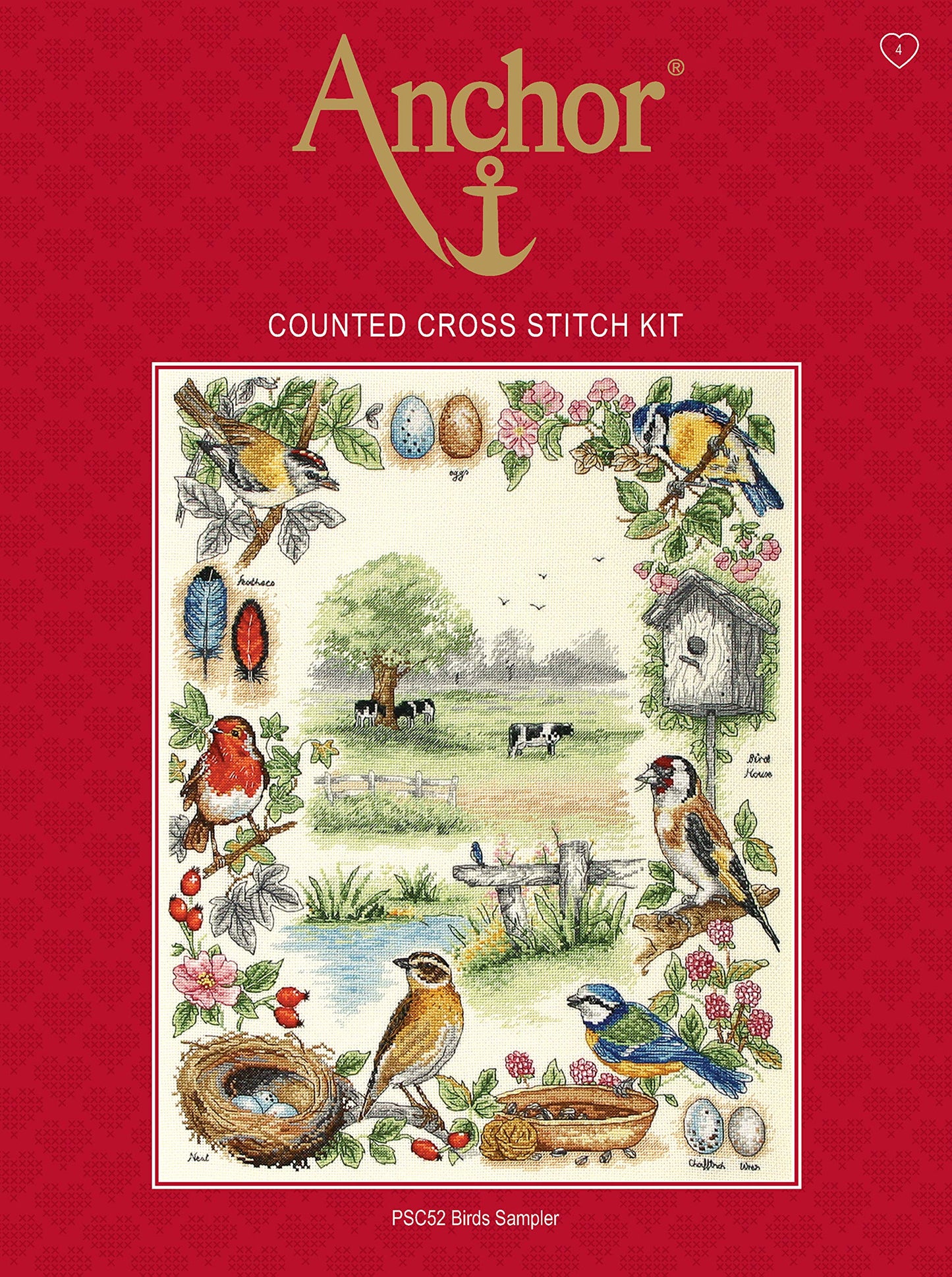 Anchor PSC52 Cross Stitch Kit: Birds, Multi-Colour, 35 x 44cm